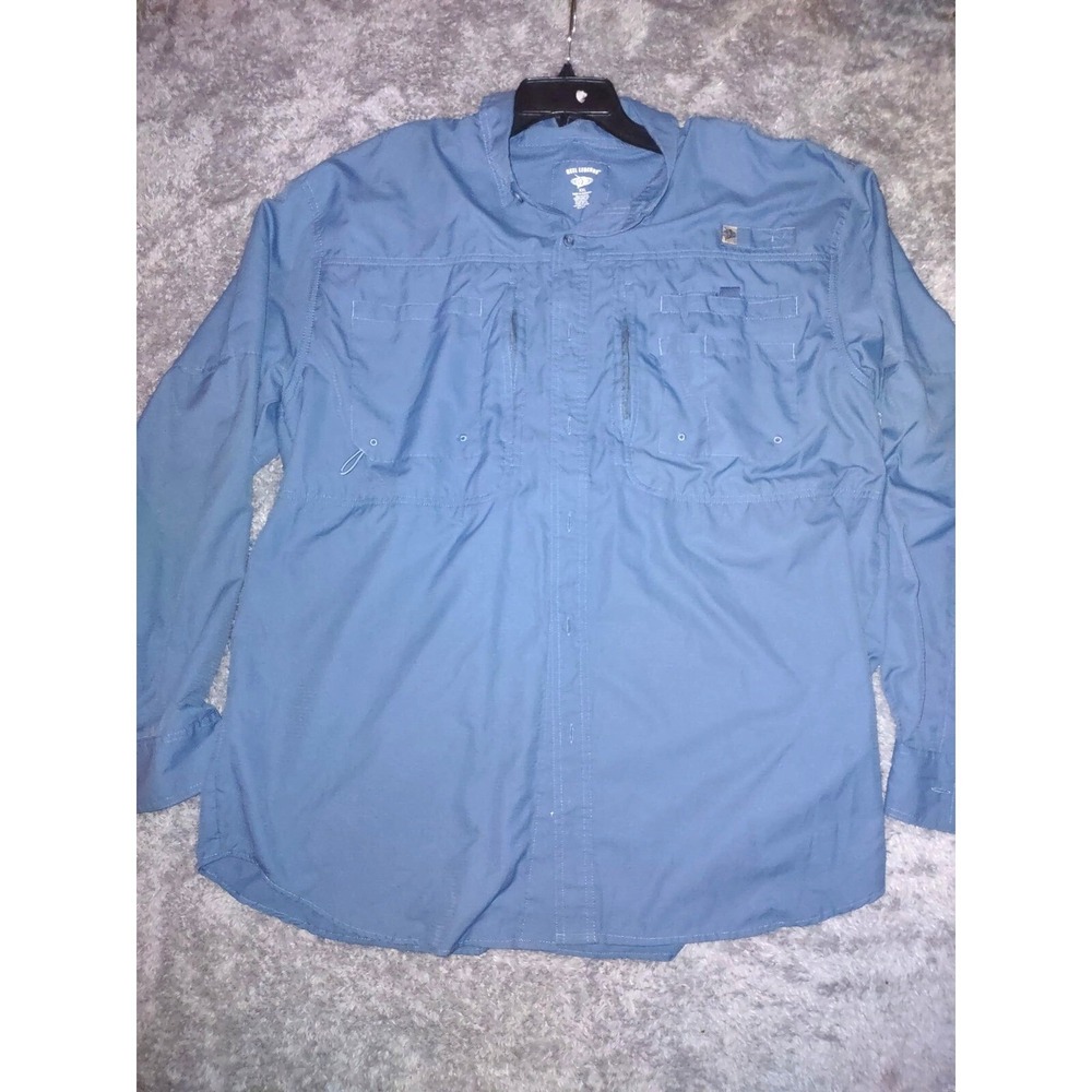 Reel Legends Fishing Shirt Vented Long Sleeve Button Up XXL Blue Outdoor Preppy